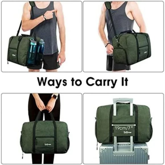 New Travel Duffel Bag for Men and Women Lightweight 2-Army Green Gym Bag Carryon - Picture 6 of 7